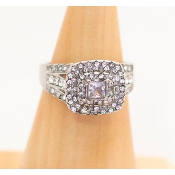 Vintage Art Deco Princess Diamonds Ring Size 10 - T13 - Picture 1 of 3
